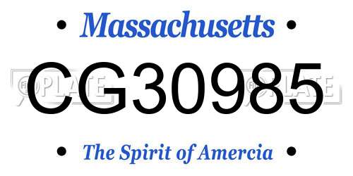 CG30985 Massachusetts License Plate