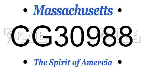 CG30988 Massachusetts License Plate