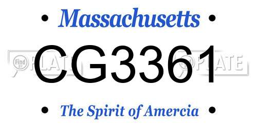 CG3361 Massachusetts License Plate