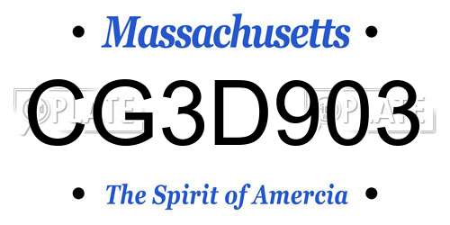 CG3D903 Massachusetts License Plate