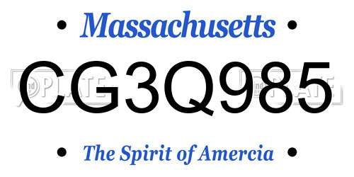 CG3Q985 Massachusetts License Plate