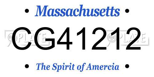CG41212 Massachusetts License Plate