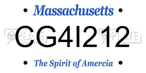 CG4I212 Massachusetts License Plate