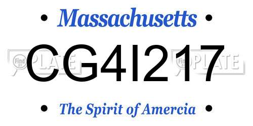 CG4I217 Massachusetts License Plate
