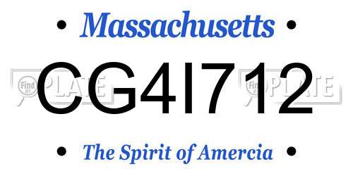 CG4I712 Massachusetts License Plate