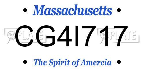 CG4I717 Massachusetts License Plate