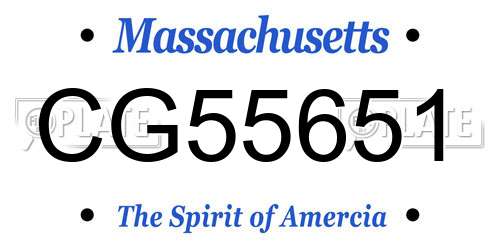 CG55651 Massachusetts License Plate