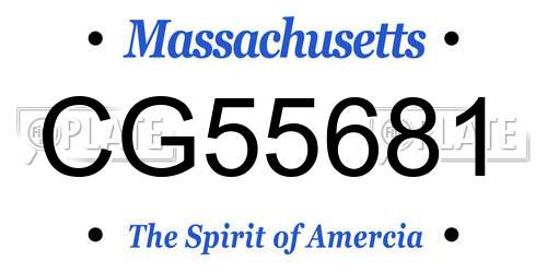CG55681 Massachusetts License Plate
