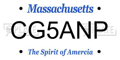 CG5ANP Massachusetts License Plate