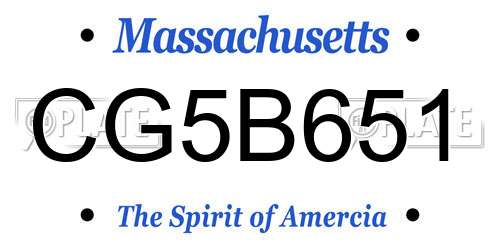 CG5B651 Massachusetts License Plate
