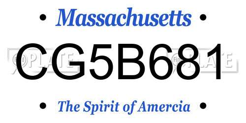 CG5B681 Massachusetts License Plate