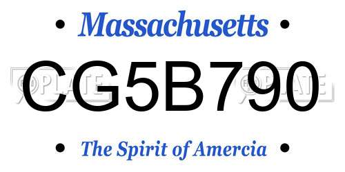 CG5B790 Massachusetts License Plate