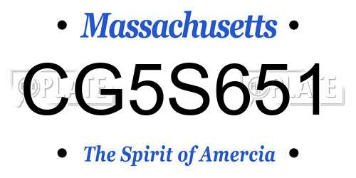 CG5S651 Massachusetts License Plate