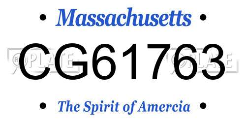 CG61763 Massachusetts License Plate