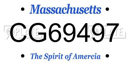 CG69497 Massachusetts License Plate