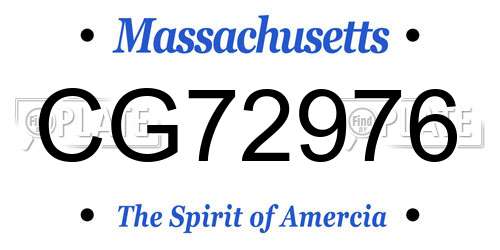 CG72976 Massachusetts License Plate