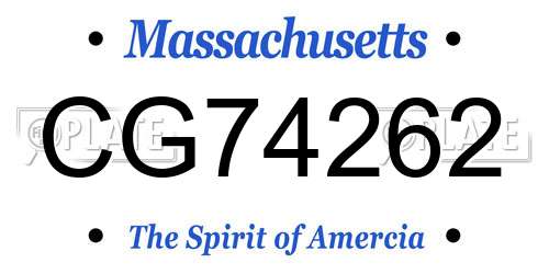 CG74262 Massachusetts License Plate