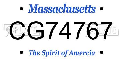 CG74767 Massachusetts License Plate