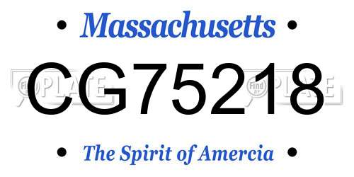 CG75218 Massachusetts License Plate