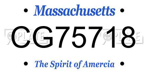 CG75718 Massachusetts License Plate