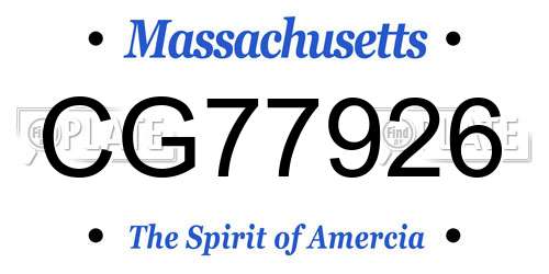 CG77926 Massachusetts License Plate