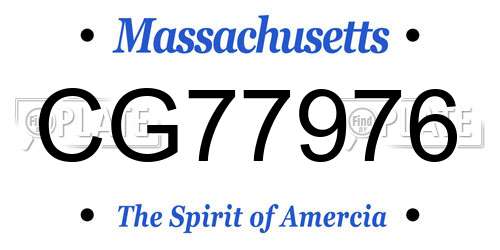 CG77976 Massachusetts License Plate