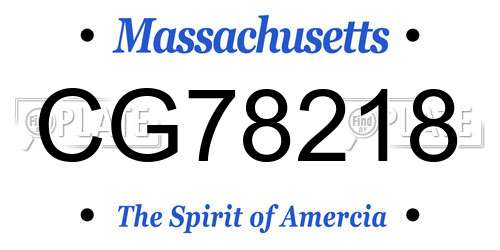 CG78218 Massachusetts License Plate