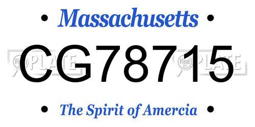 CG78715 Massachusetts License Plate