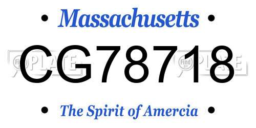 CG78718 Massachusetts License Plate