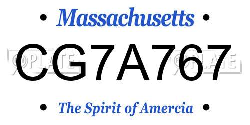 CG7A767 Massachusetts License Plate