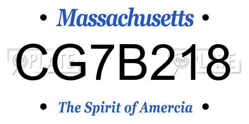 CG7B218 Massachusetts License Plate
