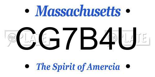 CG7B4U Massachusetts License Plate