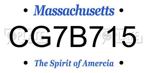 CG7B715 Massachusetts License Plate