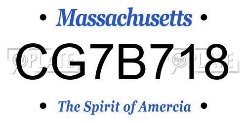 CG7B718 Massachusetts License Plate