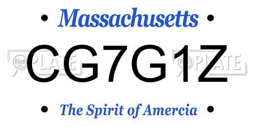 CG7G1Z Massachusetts License Plate