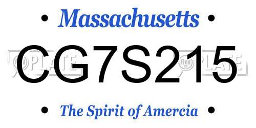 CG7S215 Massachusetts License Plate