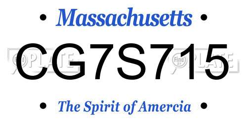 CG7S715 Massachusetts License Plate