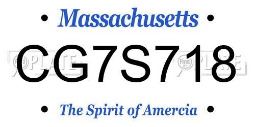 CG7S718 Massachusetts License Plate