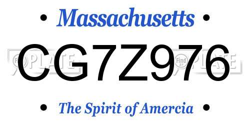 CG7Z976 Massachusetts License Plate