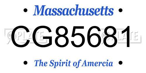 CG85681 Massachusetts License Plate