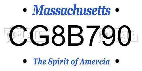 CG8B790 Massachusetts License Plate