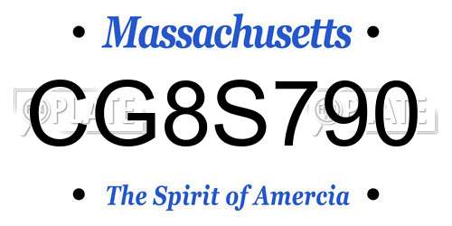 CG8S790 Massachusetts License Plate