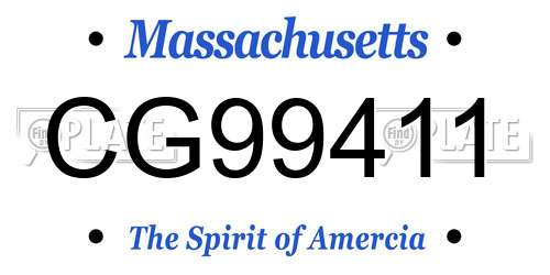 CG99411 Massachusetts License Plate