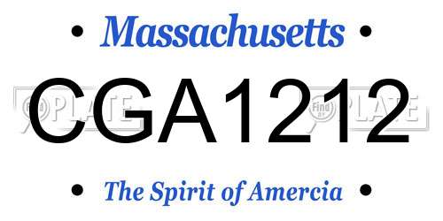 CGA1212 Massachusetts License Plate