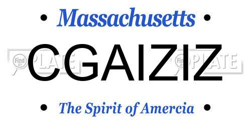 CGAIZIZ Massachusetts License Plate