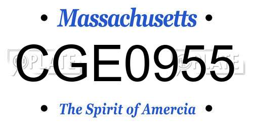 CGE0955 Massachusetts License Plate