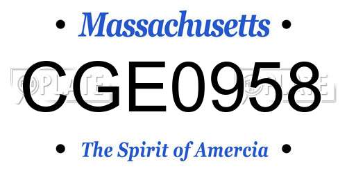 CGE0958 Massachusetts License Plate