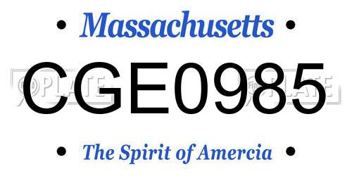 CGE0985 Massachusetts License Plate