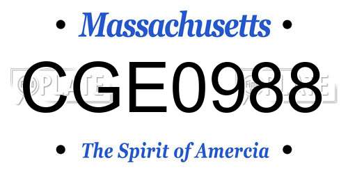 CGE0988 Massachusetts License Plate