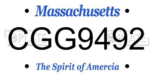 CGG9492 Massachusetts License Plate